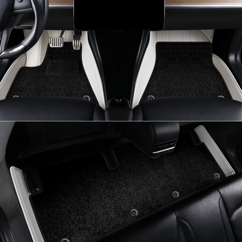 Tesla Model Y alfombrilla de cuero de alta calidad para coche, accesorio de ajuste personalizado, Interior, Material ecológico