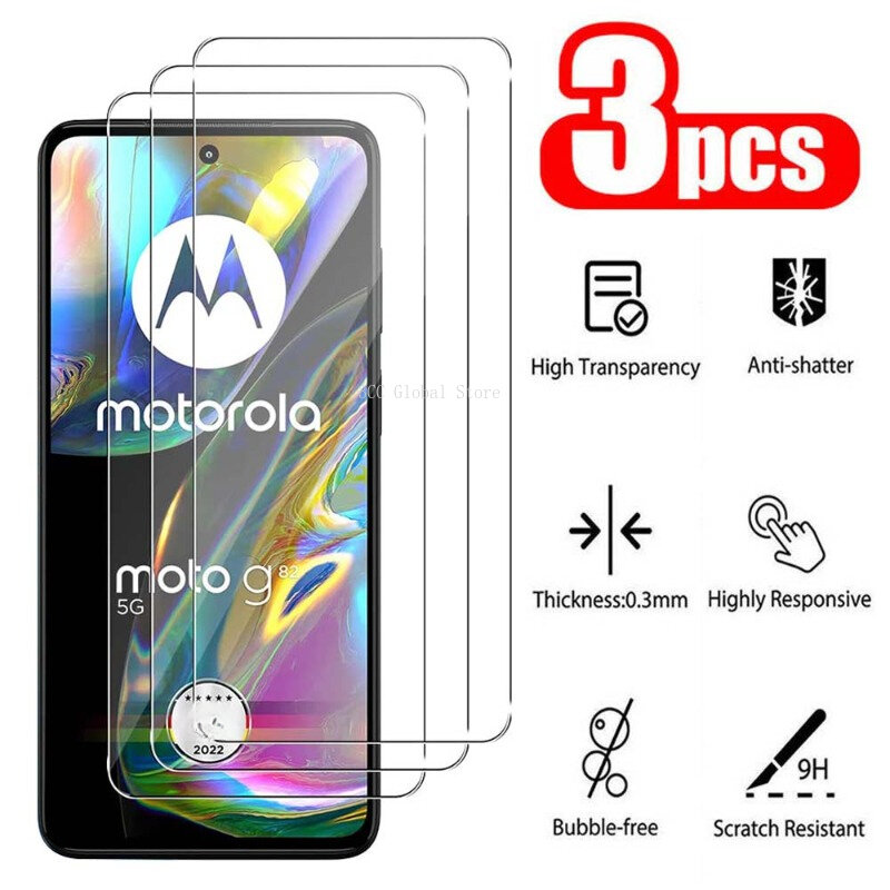 Закаленное стекло для Motorola Moto G22, G32, G42, G52, G82, 3 шт.