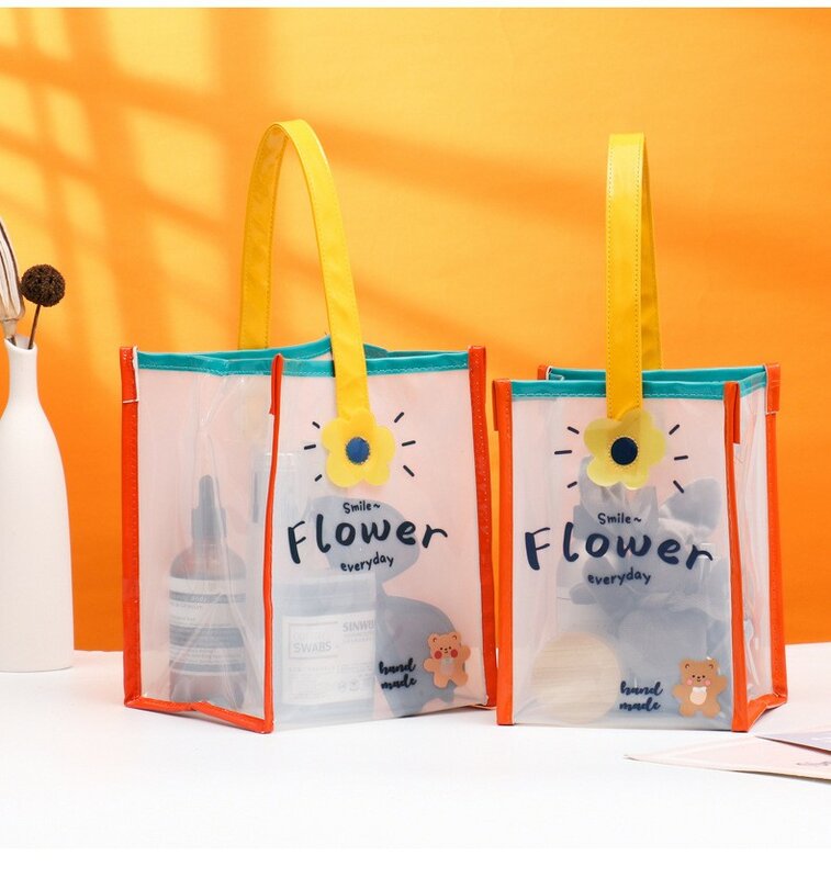 Bolsa de regalo de PVC transparente con dibujos animados para niños, bolsa translúcida esmerilada, bonita, a la moda, para niñas