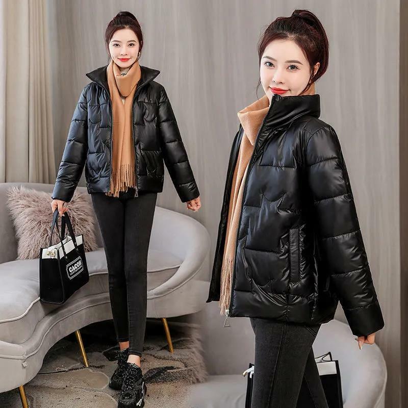 Winter Frauen Jacke neue Mode glänzende Baumwolle gepolsterte Jacke weibliche Parkas lose kurze dicke warme lässige Damen Outwear