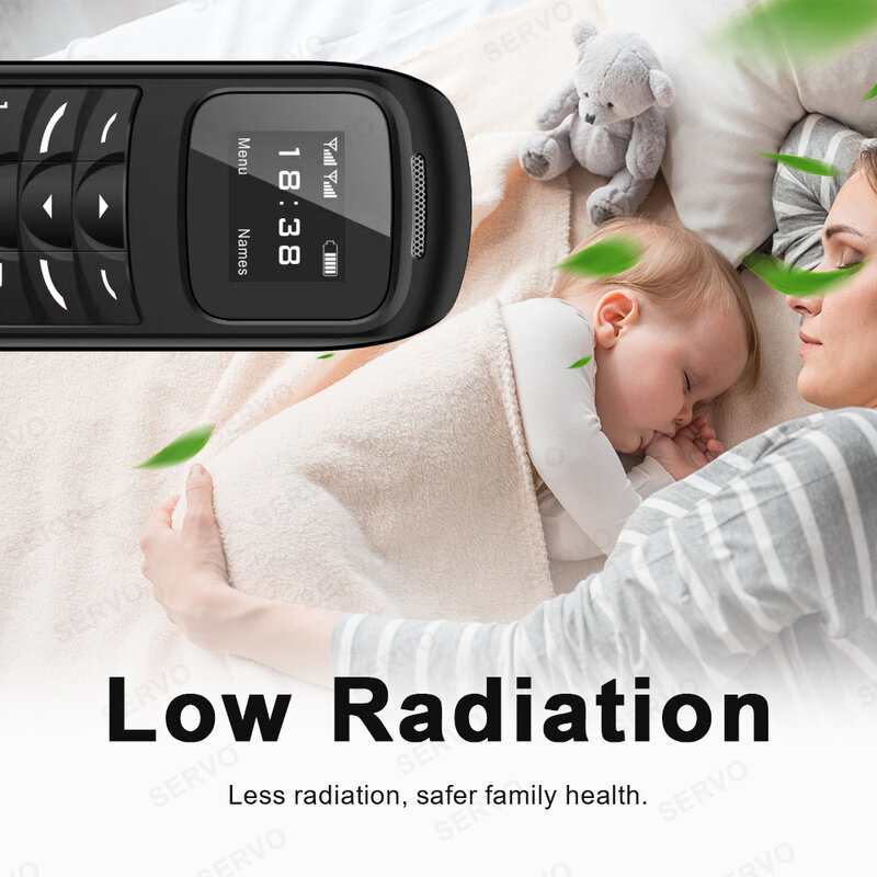 SERVO BM70 Mini teléfono móvil de respaldo, reloj despertador de baja radiación, auriculares Bluetooth, teclado portátil funcional, teléfono móvil