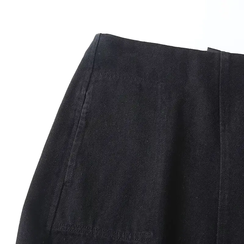 Женская прямая джинсовая юбка, Повседневная Длинная юбка Джокер в стиле ретро с высокой талией и разрезом, весна 2024
