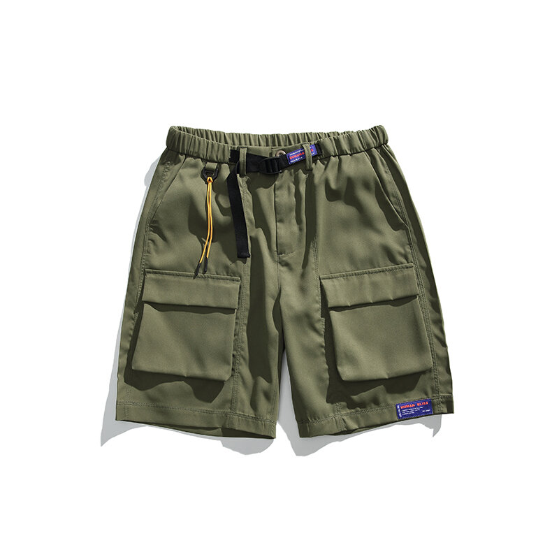 Pantalones cortos de carga ligeros para hombre, Shorts tácticos con múltiples bolsillos, transpirables, color caqui sólido, Verano