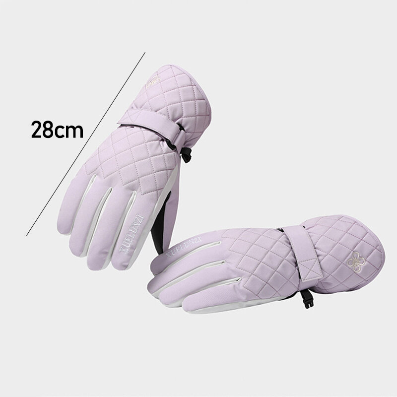 Zimowe rękawice narciarskie dla kobiet snowboardowe rękawice termiczne utrzymuj ciepłą wodę wiatroodporne aksamitne rękawice rowerowe