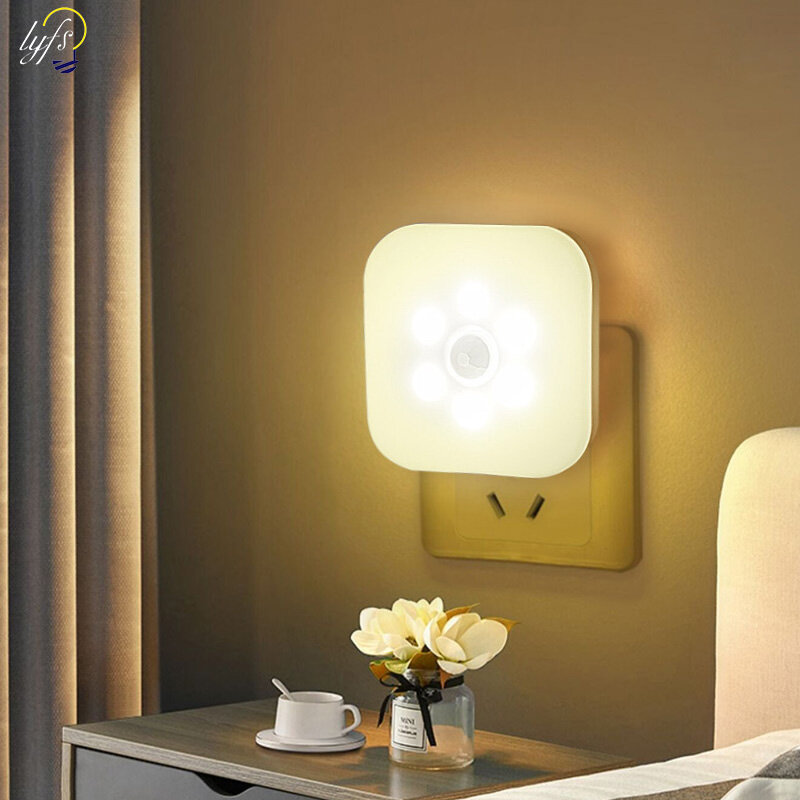 Plug-In bezprzewodowa lampka nocna z czujnikiem ruchu LED lampka nocna lampka nocna lampa do sypialni korytarz szafa oświetlenie kuchenne