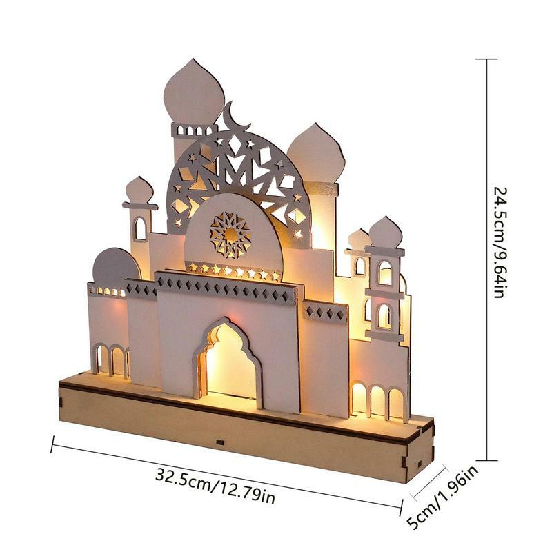 Decoración islámica para el hogar, esculturas de castillos islámicas, figuritas, luces nocturnas, decoración Eid Al Fitr, regalo