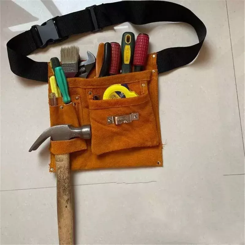 Electrician Carpenters Profession Leather Tools Holder Large Capacity Tool Belt Complete Pouch Storage with Pockets Hanging