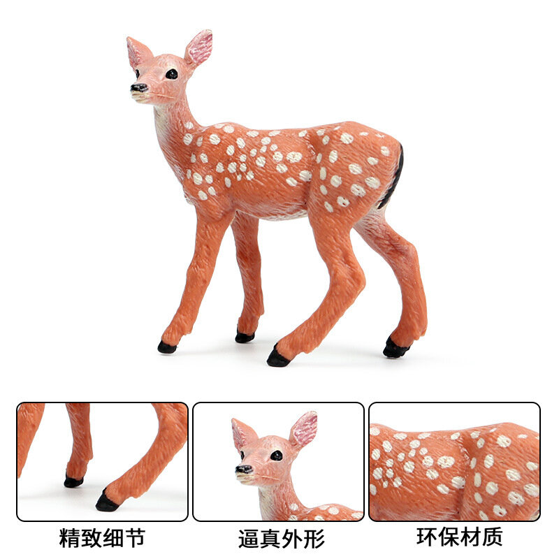 Simulação animais selvagens cervos modelo pequeno sika veados crianças plástico sólido estático modelo brinquedo ornamentos
