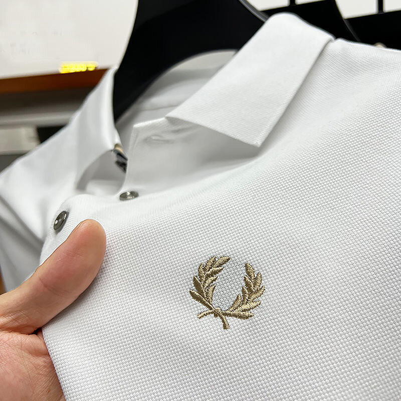 2024 letnia nowa haftowana męska koszulka POLO rekreacyjna wysokiej marka jakości 100% bawełniana męska koszulka Polo z krótkimi rękawami