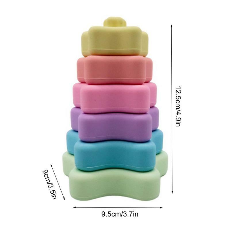 6Pcs/Set Colorful Soft Plastic Building Blocks Toys 3D Touch Baby Massage Rubber Teether Squeeze Toy For Children Grasp Toy