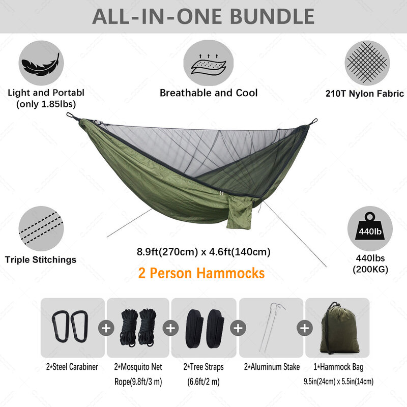 2 Person Camping With Mosquito Net Naturehike Ultralight Equipment Swing For Adults Outdoor Garden Furniture Hanging Hammock