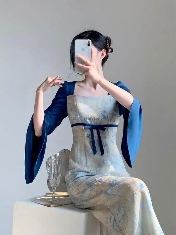 2023 Nieuwe Verbeterde Mode Chinese Oude Stijl Jurk Pak Elegante Casual Lente Zomer Slanke Vrouwen Dagelijkse Fee Hanfu Jurk