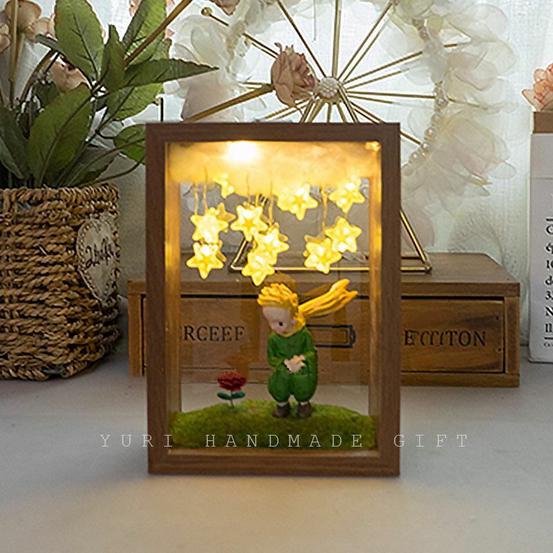 The Little Prince Nightlight Handmade DIY Material Home Decor Atmosphere Lamp Desktop Ornaments Birthday Surprise Girlfriend Gif