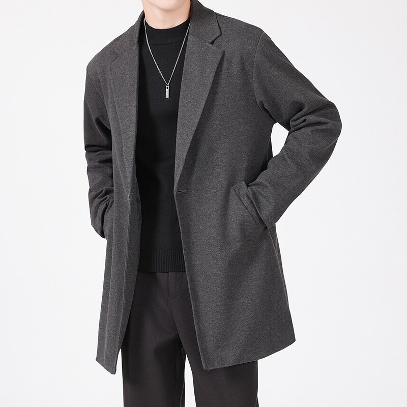 MRMT jaket gaya Korea pria, jaket pakaian kecil tampan, jaket kain wol tebal kasual setelan pria, 2024