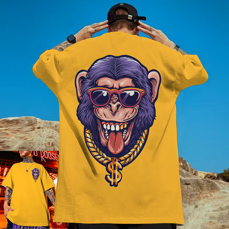 Футболка мужская оверсайз в стиле хип-хоп с принтом обезьяны