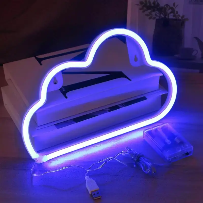 Natal LED Sinal de Neon nuvem USB ou Bateria Operado Criativo Mesa Luz Home Decor Lâmpada Luz Da Noite Para Quarto Sala