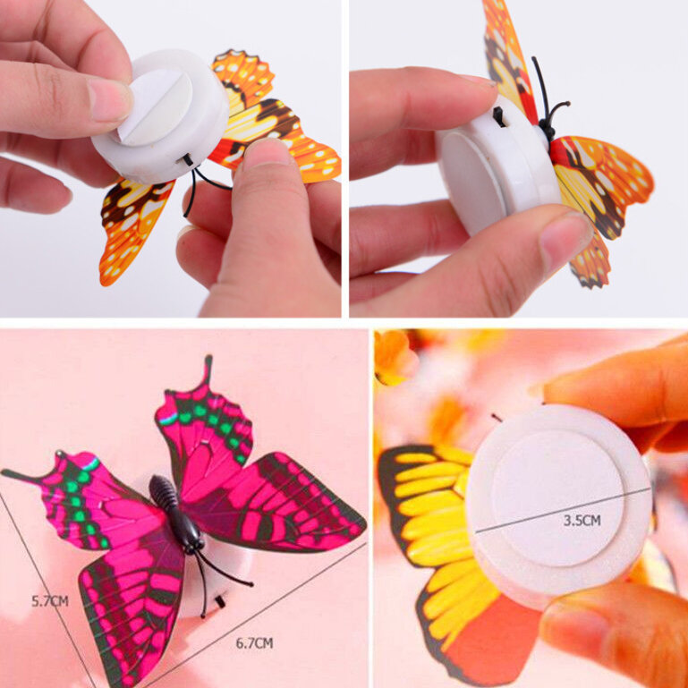 3D Butterfly Wall Stickers, Night Lights, Lâmpadas Pasteable, Decoração para casa, DIY, Iluminação da sala, 1-10Pcs