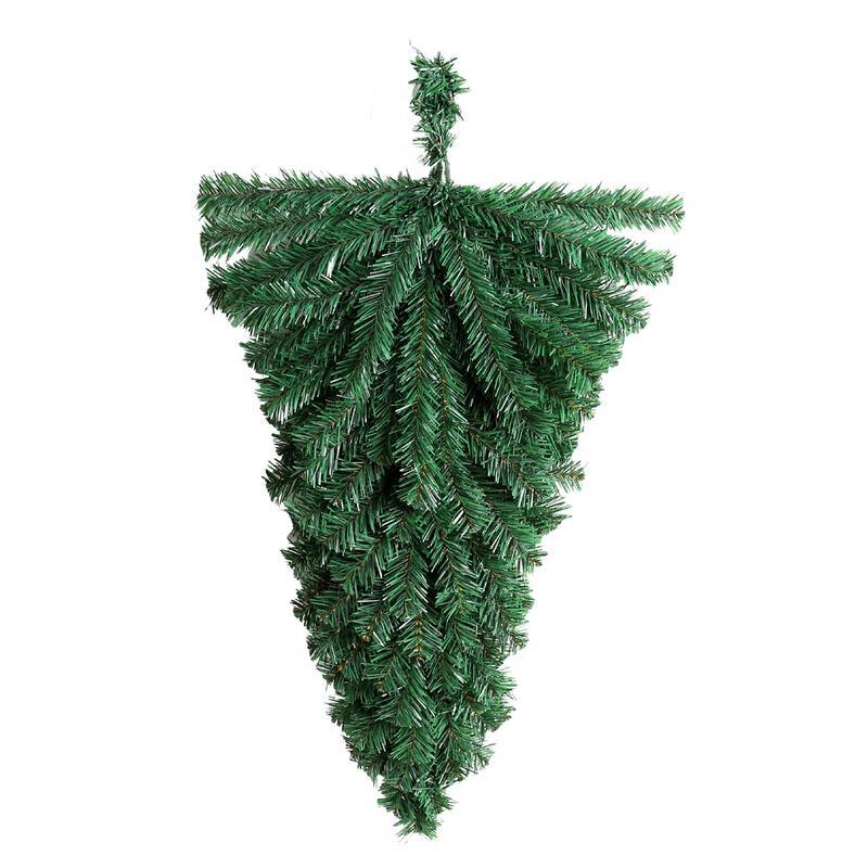 거꾸로 나무 인공 문짝 걸이 장식, 퇴색 방지 PVC 크리스마스 문짝 장식, 재사용 가능한 축제, 18x10 인치