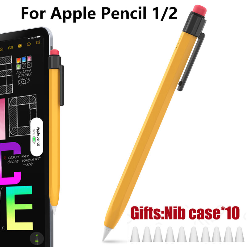 Estojo de Silicone para Lápis Apple, Antiderrapante, Anti-Queda, Capa Protetora, Correspondência de Cores, iPad, 1, 2
