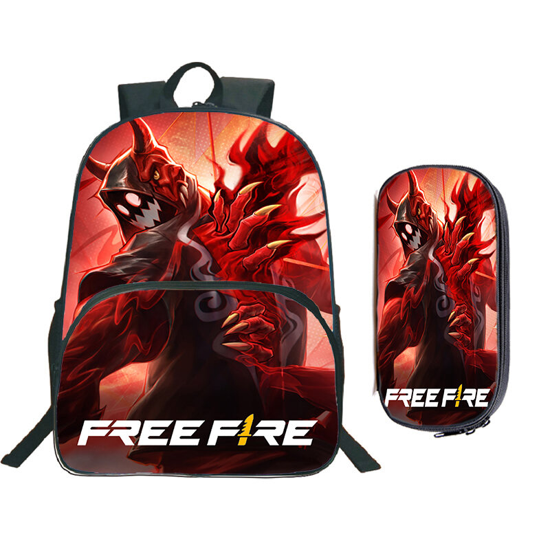 Рюкзак и пенал для мальчиков и девочек, комплект из 2 предметов, с 3D-принтом Free Fire, популярная игра, школьный ранец, дорожная сумка