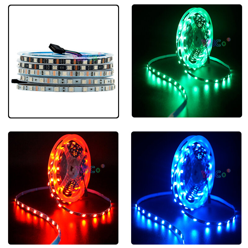 Tira de luces LED RGB SMD 5050, cinta de luz Flexible, lado estrecho, PCB de 6mm de ancho, no impermeable, 12V, 5M, 60LED/M