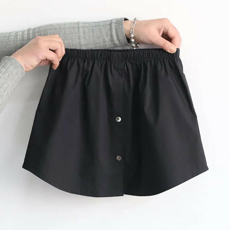 Women 2PC Short Skirt Solid Colour Outer Sweatshirt Layered Bottom Skirts Versatile Large Size Elastic Waist Half Body Skirts