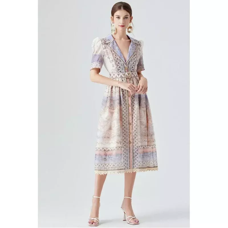 2024 New Real Shot Spot Australian New Luxury High Version Dress Stitching Lace Heavy Work Beaded Midi Dress per le donne