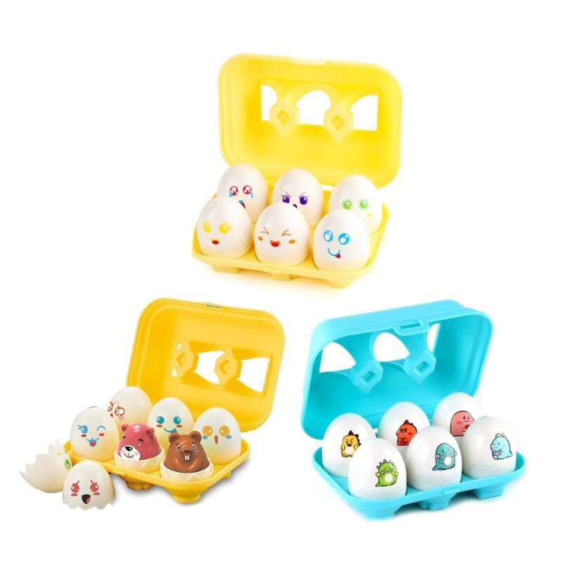 6Pcs Passende Eier Spielzeug Sortierung Lernen Spiel Form Sorter Ostern Eier Set Frühe Lernen Spielzeug für Kinder Dropship