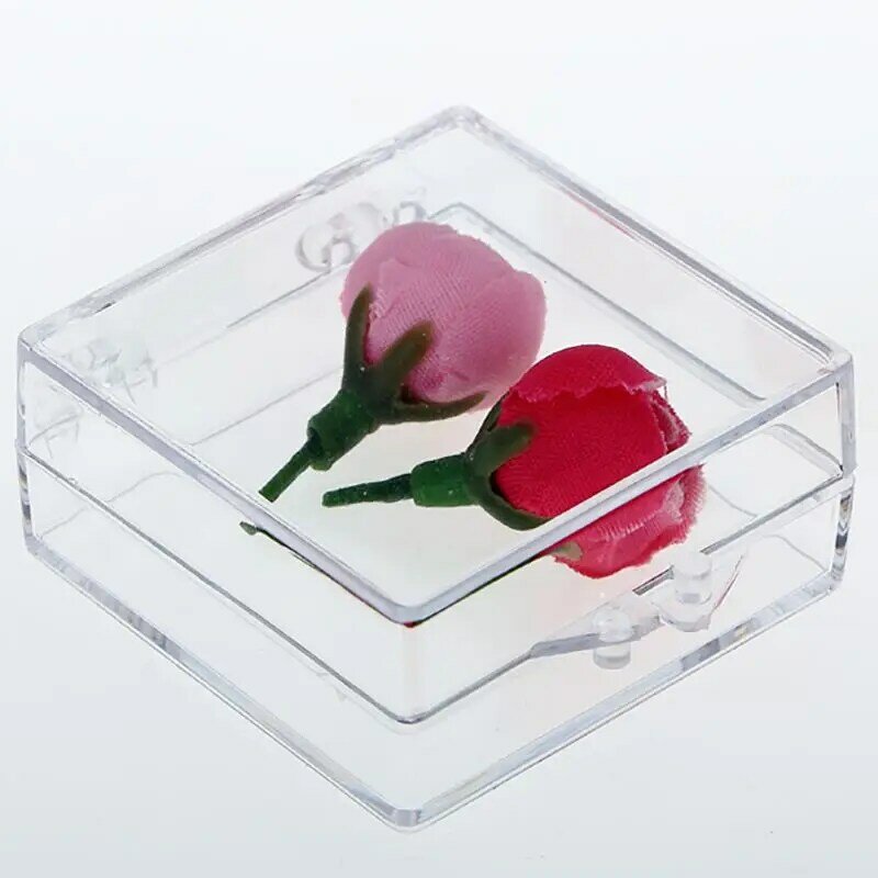 Mini Quadrado Caixa De Plástico Caixa De Jóias, Clear Beads Jóias Caixa De Armazenamento Candy Pill Organizador Caso Recipiente 4.2x 4.2x 1.9cm