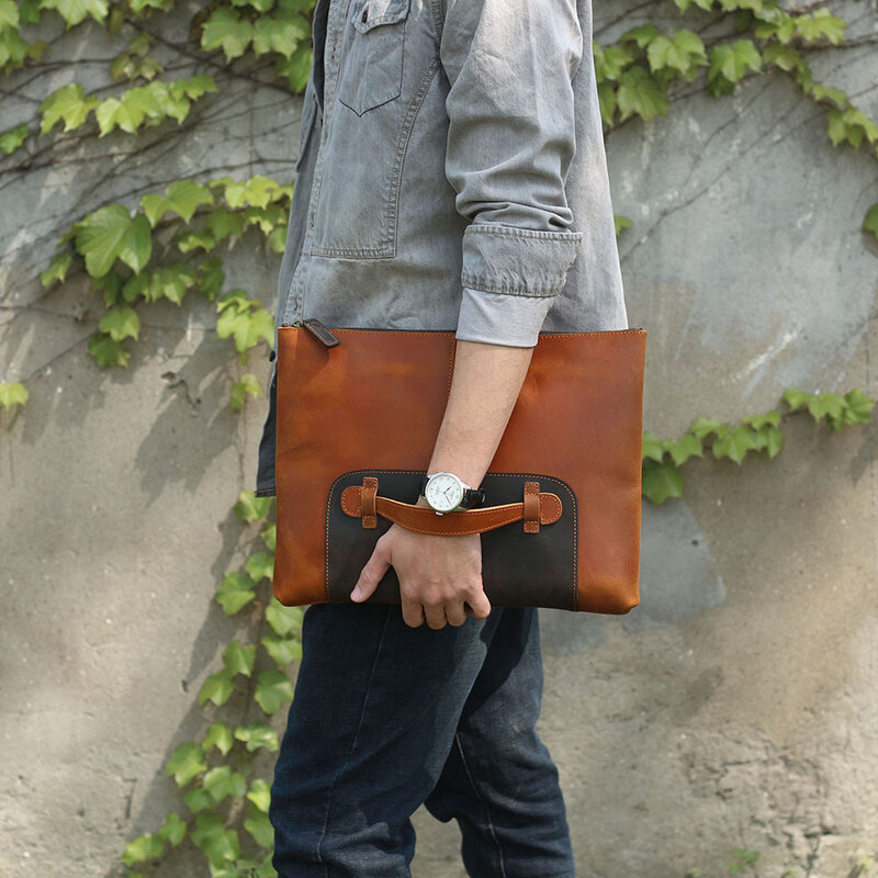 Простая вместительная Мужская сумка из воловьей кожи с верхним слоем, ручная кожаная сумка для компьютера