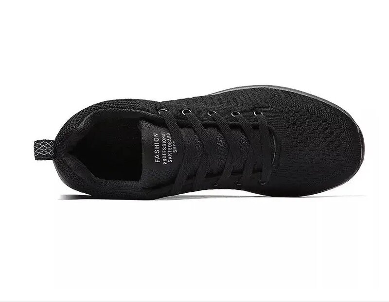 Zapatillas de correr para hombre y mujer, zapatos ligeros y cómodos con cordones, a la moda, color negro, Otoño, 2019