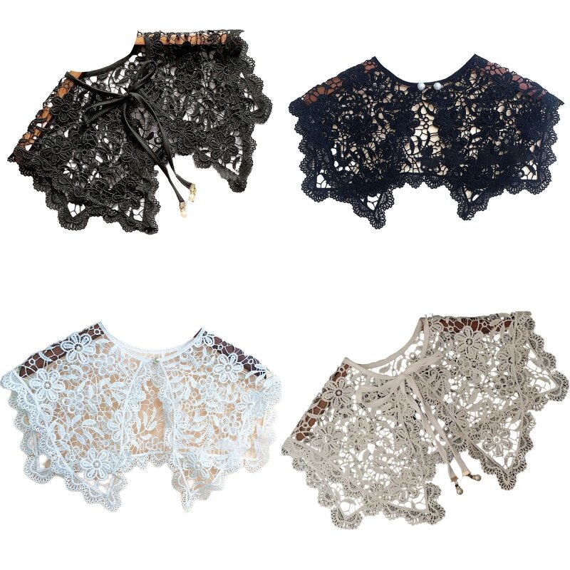 False Collar Lace Hollow Out Detachable Collar  Easy To Wear Women Embroidery Collar Venise Lace Neckline M6CD