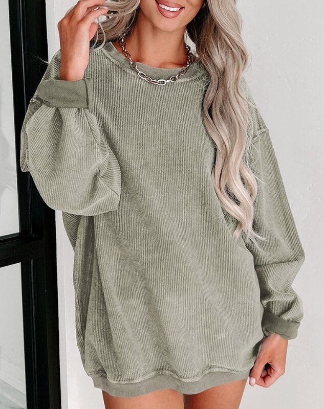 Sweater Pullover wanita, atasan mode baru musim gugur musim dingin kasual gaya pulang kerja, temperamen harian leher bulat lengan panjang Sweater untuk wanita 2023