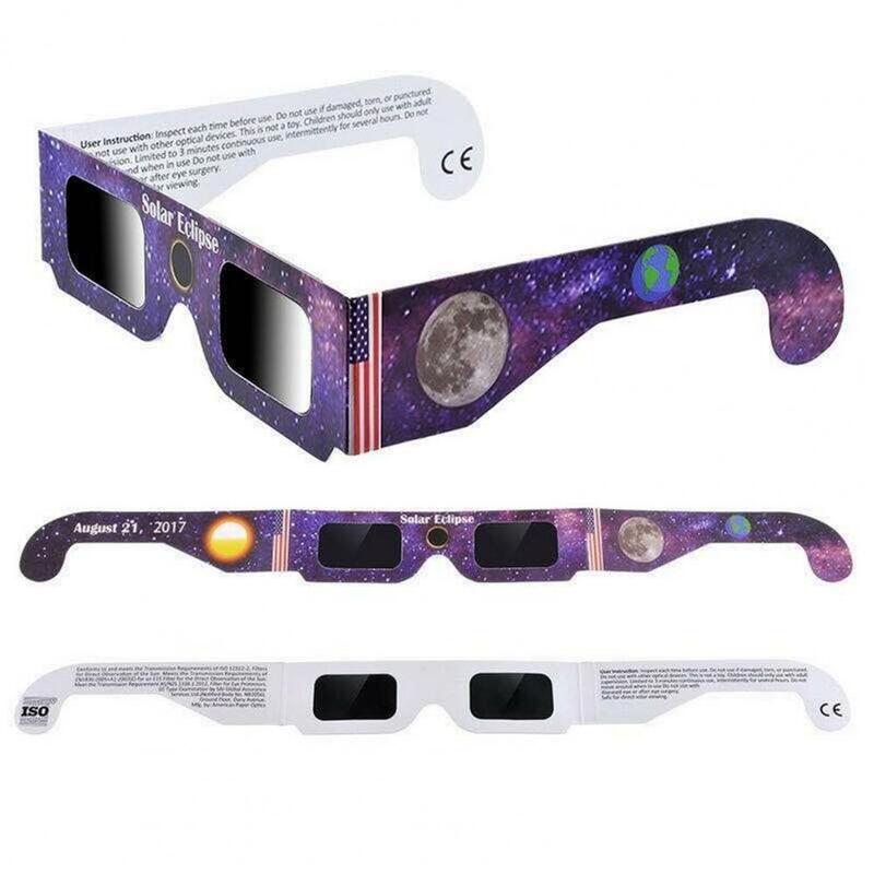 20 szt. Uniseksowe okulary zaćmienia słońca ISO 12312-2 z certyfikatem bezpiecznego zaćmienia słońca okulary do oglądania papierowa ramka okulary zaćmienia słońca
