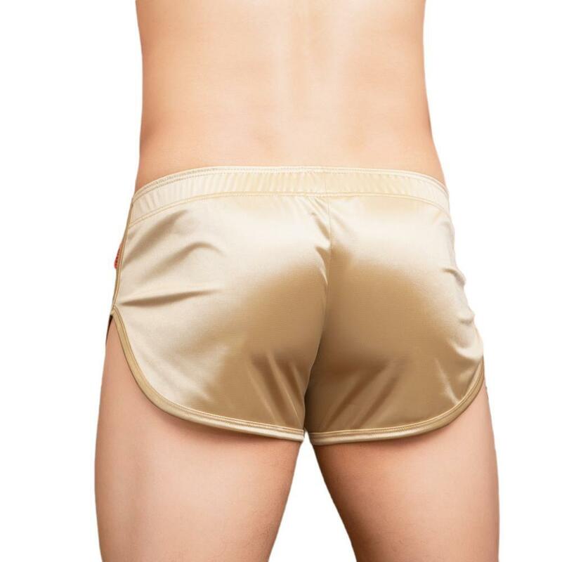 Męskie seksowna piżama bokserki gładka jedwabna bielizna mężczyźni Sleep Bottoms Homewear wygodne szorty męskie majtki bokserki