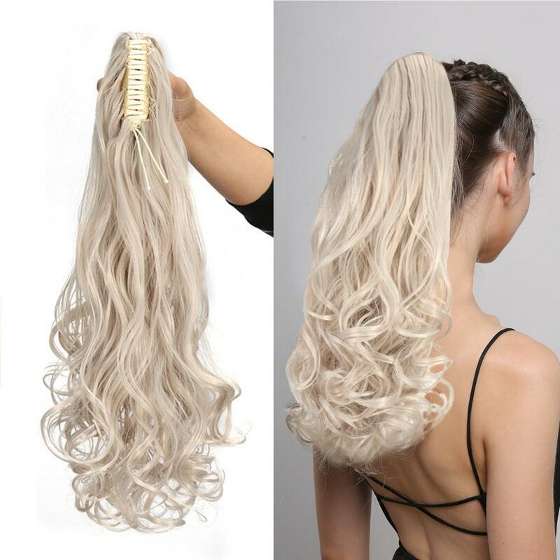 Claw Clip on Ponytail Long Hairpiece Ponytail Extension Blonde Synthetic Fake Hair Horse Tail for Women Heat Resistant