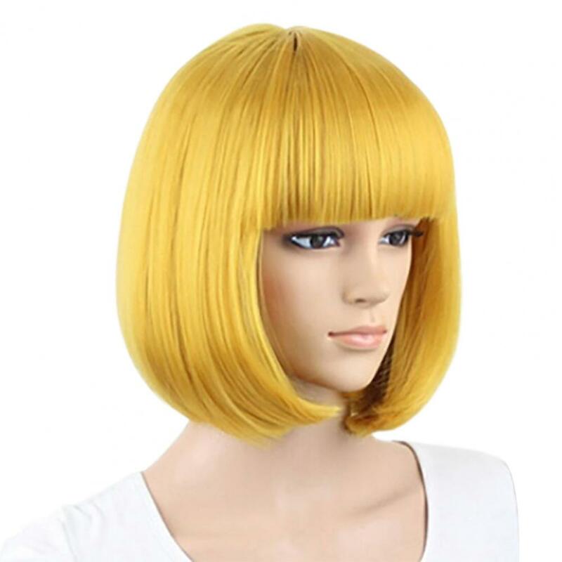 Bob Wigs For Women Artificial Human Hair Stylish Full Hangs Short Solid Color Faux Hair Wig Hairpiece Cool Toupee Cosplay Wig