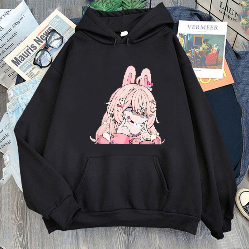 Sweatshirt motif Overdose anak perempuan musim gugur musim dingin Sweatshirt bulu domba lembut kasual Pullover Anime wanita hoodie Fashion Vintage