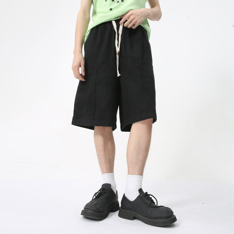 NOYMEI-pantalones cortos Cargo con Dos bolsillos grandes para hombre, Color sólido, con cordón, combinan con todo, a la moda, Chic, WA4413, verano 2024