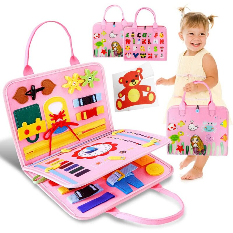 Busy Board Montessori Toys for Toddlers, Brinquedo Sensorial, Aprendizagem Pré-Escolar, Atividades de Viagem Educativas para Meninos, Habilidades Motoras Finas