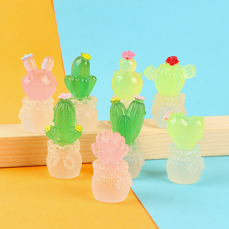 Lichtgevende Hars Cactus Ornamenten Miniatuur Simulatie Potplant Tuin Huisdecoratie