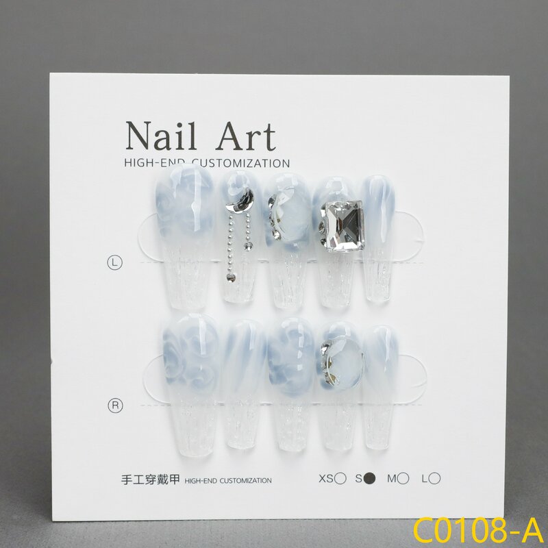 Piccola dimensione 10 pezzi rimovibile fatto a mano stampa sulle unghie unghie aderenti unghie finte nail art unghie finte glitter per unghie f patch per unghie