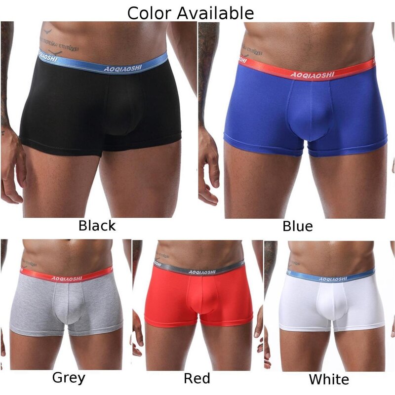 Men Boxer Brief Men’s Sexy Modal Double Layer U Convex Boxer Shorts with Large Pocket in Blue/Red/Black/White/Gray