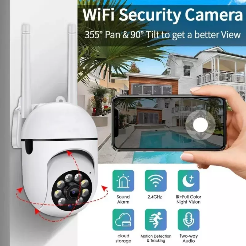 كاميرا مراقبة أمان لاسلكية مقاومة للماء ، كاميرا مراقبة CCTV HD ، رؤية ليلية ملونة ، كاميرا CCTV خارجية ، منزل ذكي ، IP66 ، 5MP
