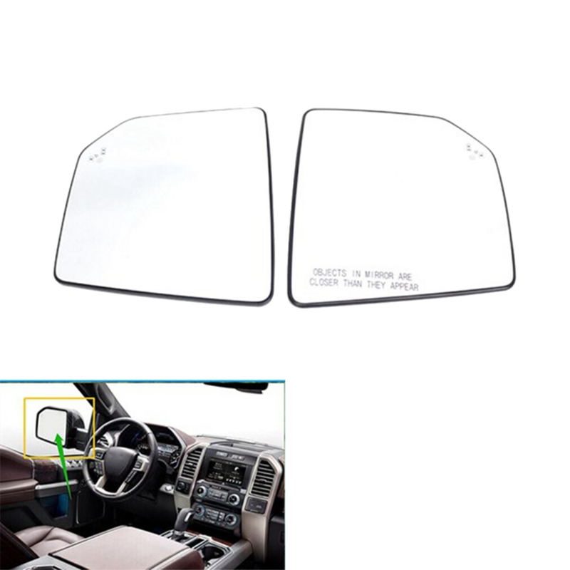مرآة الرؤية الخلفية اليسرى للسيارة ، زجاج ساخن مع بقعة عمياء لشاحنة بيك اب فورد F150 2015-2022