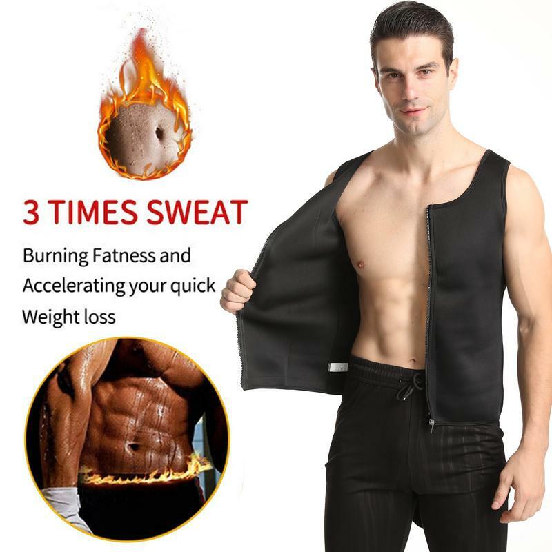 Chaleco de entrenamiento de cintura para hombres, camiseta sin mangas de neopreno caliente para Sauna con cremallera, chaleco adelgazante corporal para hombres, entrenamiento, Gimnasio Deportivo
