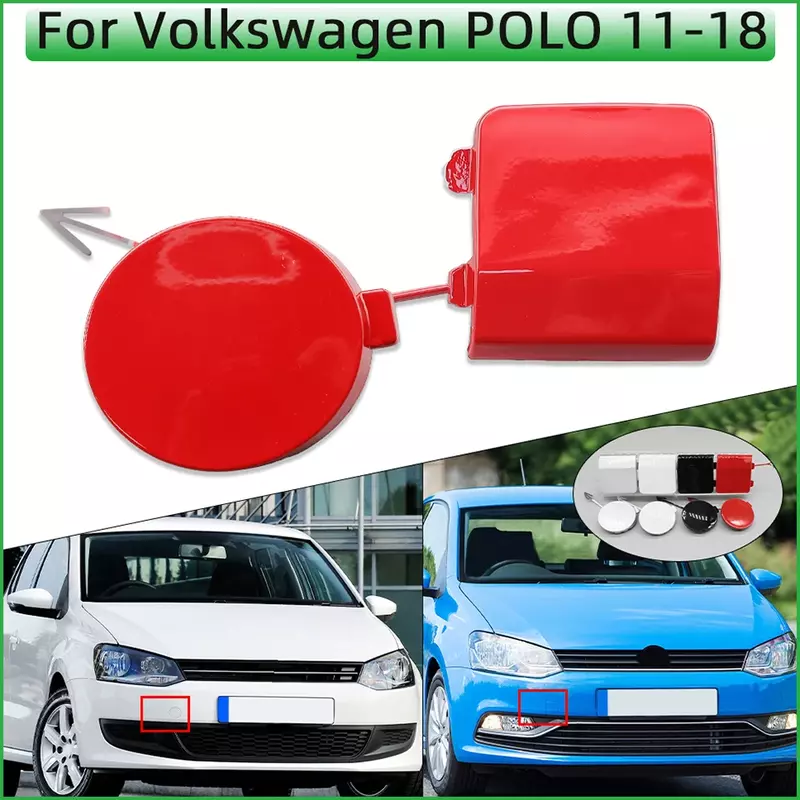 Tapa de gancho de remolque de parachoques delantero, tapa de gancho de remolque para Volkswagen Polo 2011, 2012, 2013, 2014, 2015, 2016, 2017, 2018