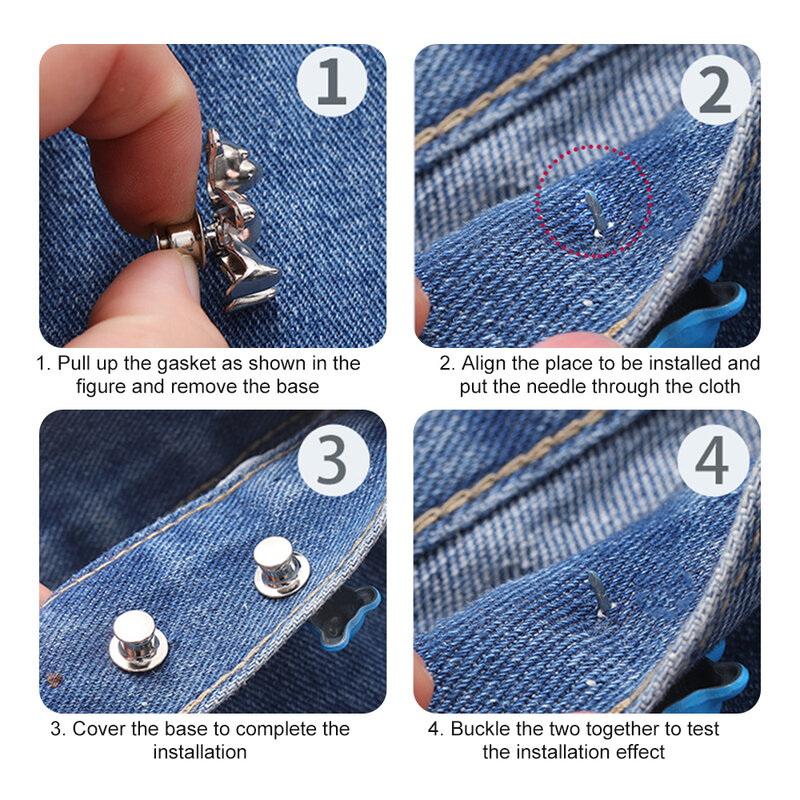 Urso de metal colorido aperta o botão da cintura para mulheres, clipe destacável, jeans ajustável, pinos de metal