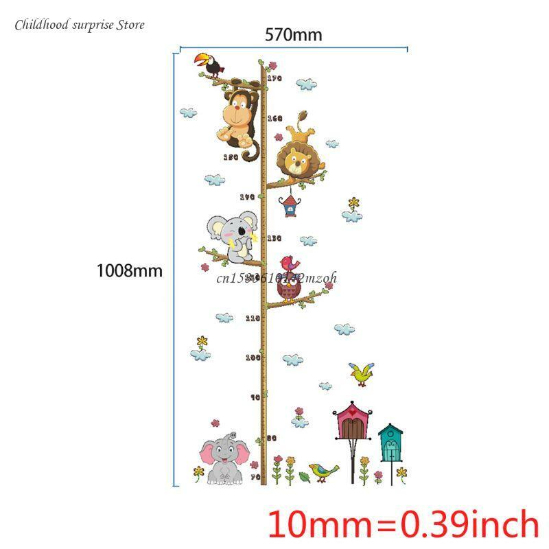 Adesivi murali per misurazione altezza dei cartoni animati per grafico della crescita dei bambini Decorazioni per