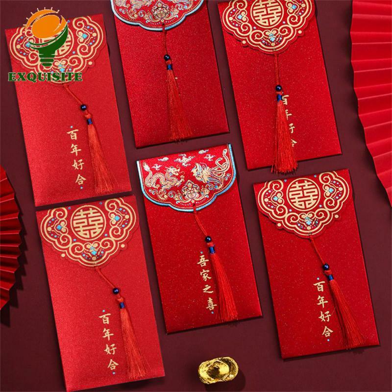 Busta rossa per matrimonio borsa per rossetto con cambio di carta glitterata Li Shi Feng regali di nozze forniture per feste Festive mille Yuan Lise Feng